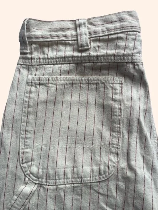 Dickies Pinstripe Carpenter Pants Beige Workwear Utility 34x29 Straight Leg - Picture 4 of 8